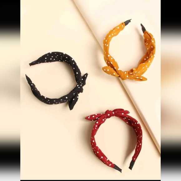 Polka Dot Pattern Hair Hoop Choose Red Black or Mustard Yellow - Picture 2 of 3